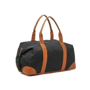DSW Large Weekender Travel Carry On Hand Luggage Duffle Black / Tan